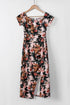 Print Off Shoulder Slit Bodycon Midi Dress
